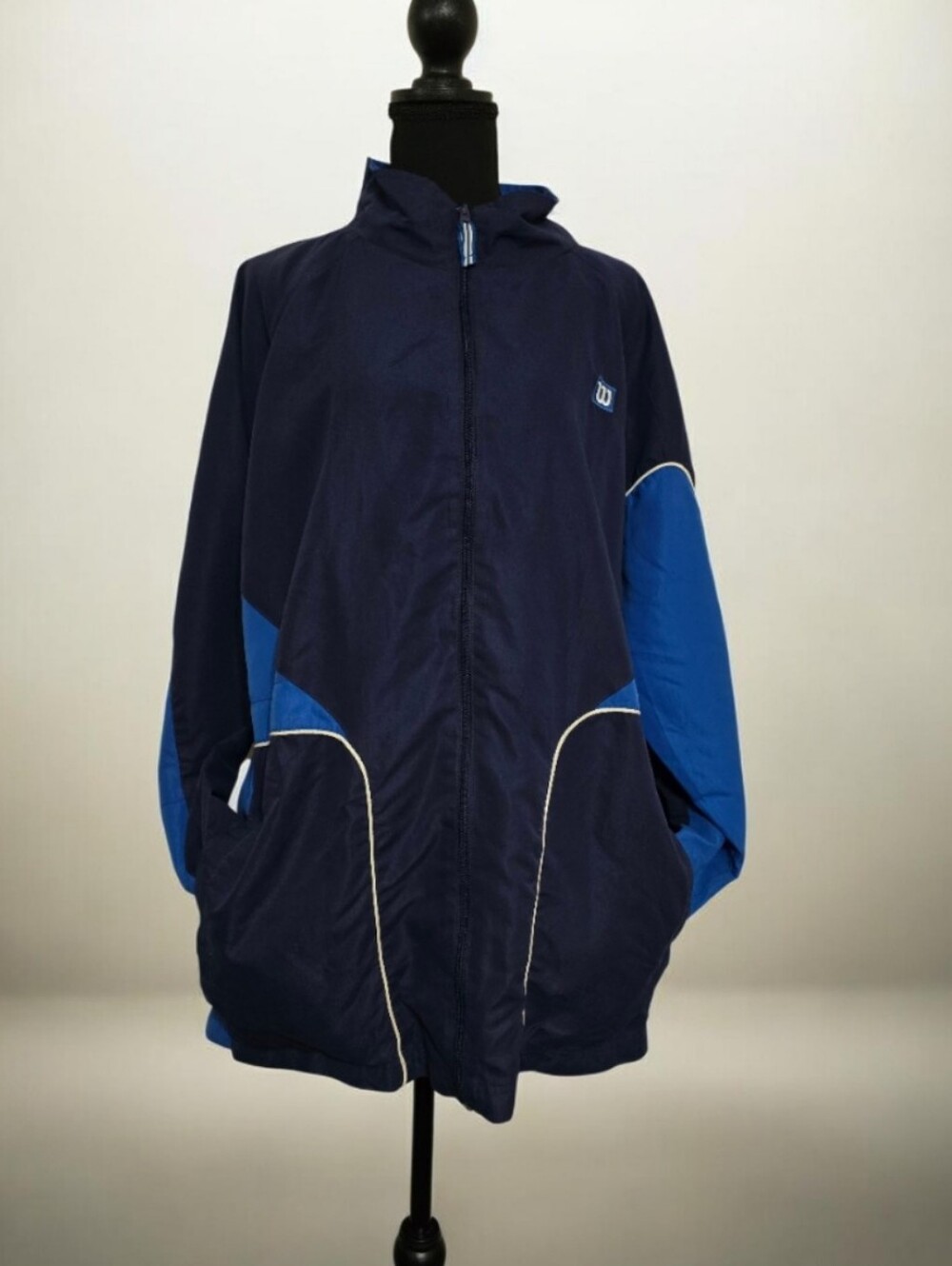 #A115 Wilson  Navy & Royal Blue Zip-Up Windbreaker Jacket